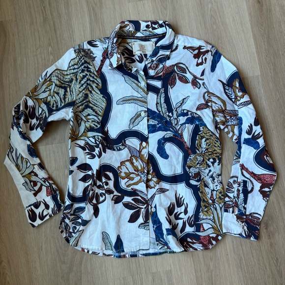 Las Sureñas Shirts Tiger Mist Sz L Cotton Linen